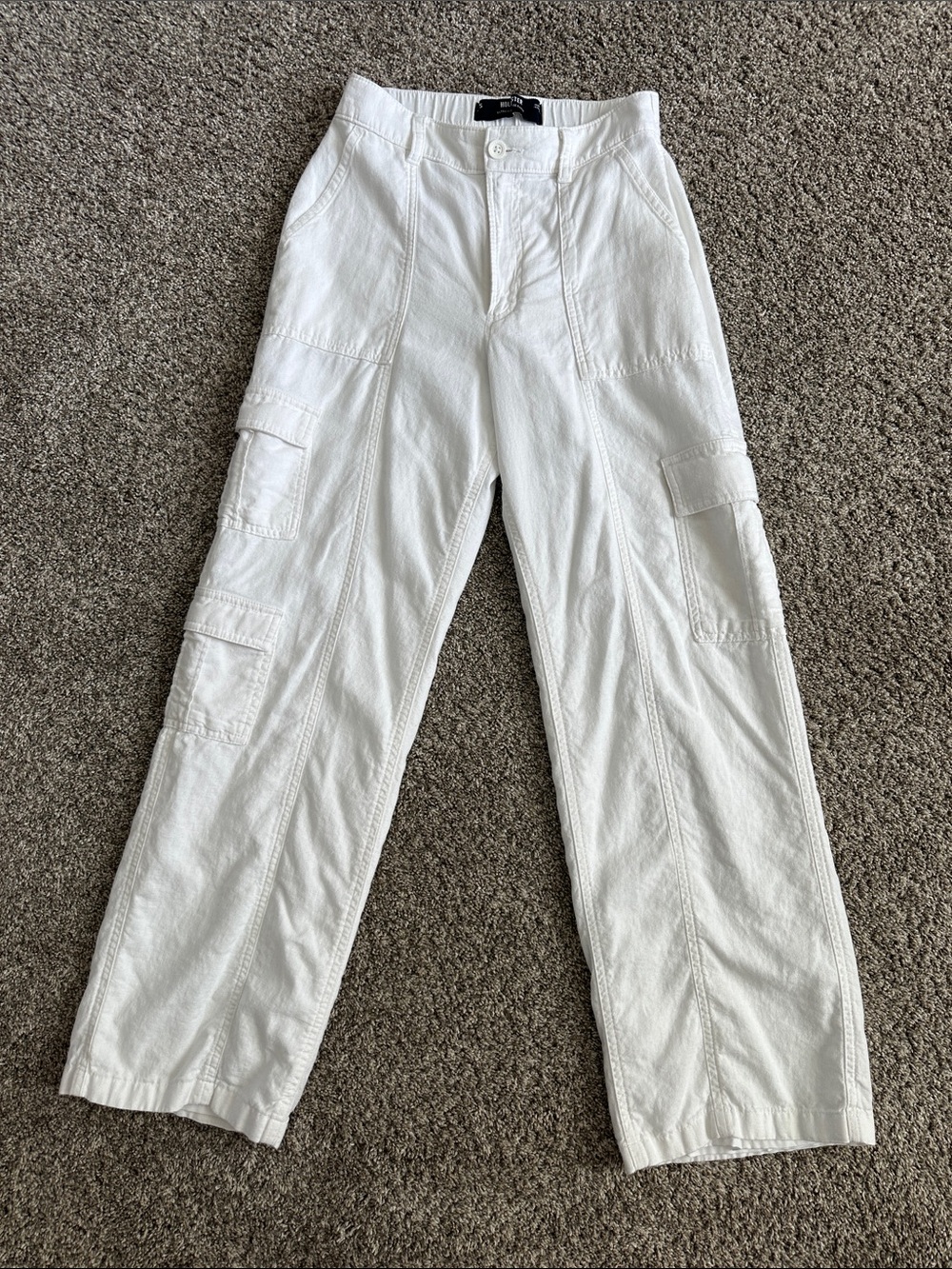 White Cargo Pants with Multi-Pocket Utility Design